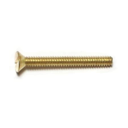 Midwest Fastener #4-40 x 3/4 in Slotted Flat Machine Screw, Plain Brass, 42 PK 62155